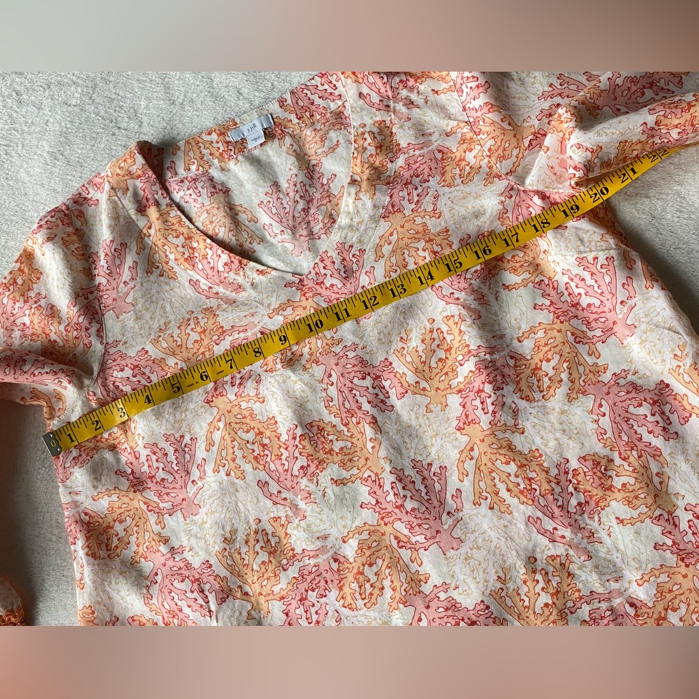 𪸠J. Jill sz.S Orangeâ Multi Linen Blend Coral Reef Print Tunic Top Blouse - Picture 15 of 16